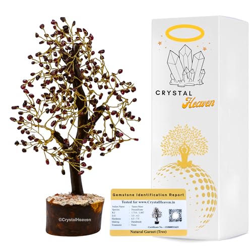 Image of Certified Garnet Crystal Tree for Good Luck - Healing Crystals Money Tree for Wealth, Positive Energy at Home Office - Decorative Spiritual Gifts for Vastu, House Warming