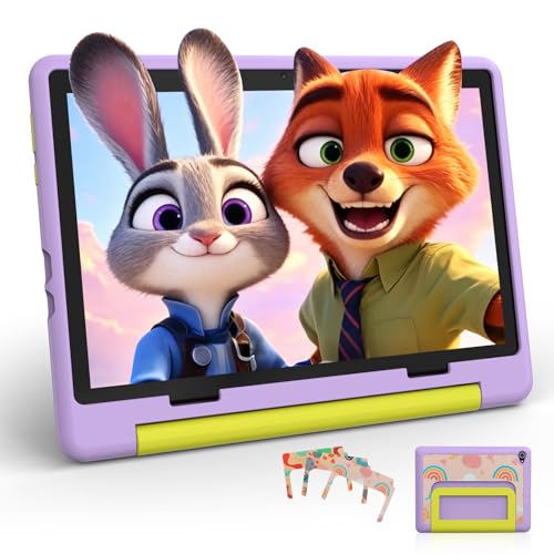 Laptok Tablet para Niños 10 Pulgadas, Tablet Infantil Android 16 Octa-Core, 24GB RAM 64GB ROM, Pantalla IPS HD 1280×800, Batería 6000mAh, Control Parental, WiFi 6 Bluetooth 5.4, Morado