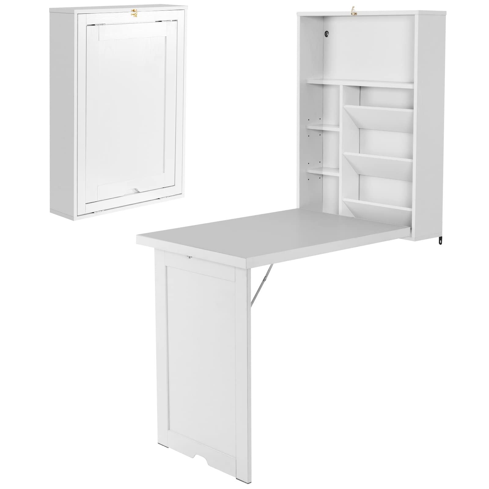 LIFEZEAL Składany stół ścienny, opuszczany stół ścienny, drewniany, oszczędność miejsca, 95 x 56 x 151 cm, biały, składany stół do jadalni, do kuchni, gabinetu