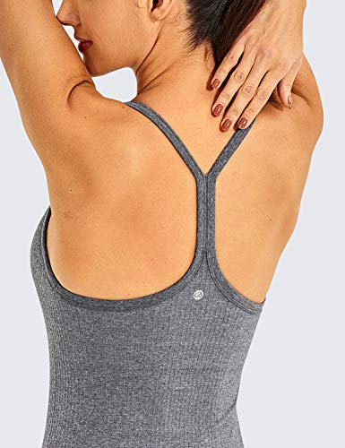 Crz Yoga Seamless Workout Tank Tops For Women Racerback Athletic Camisole Sports Shirts With Built In Bra Light Grey Small #TOP2