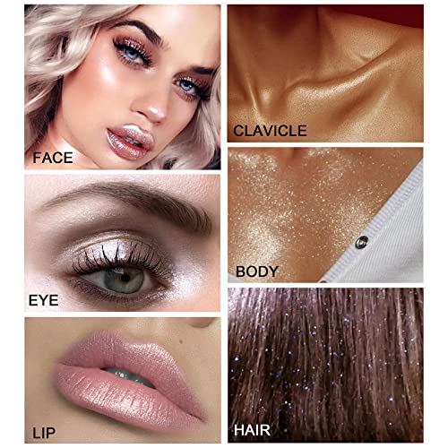 3Pcs/Set Multi-Use Highlighter Powder, Glitter Shimmering Brightening Natural Three-Dimensional Contouring Blush Pressed Powder Pen For Face Body Hair Lips Eyes Makeup (Set A) #TOP3