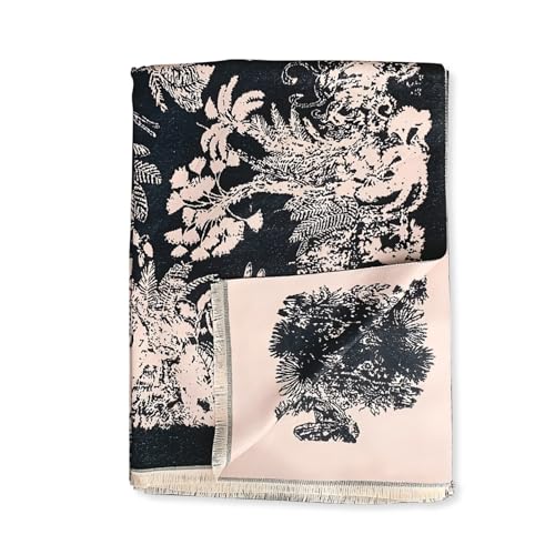 Warm Scarf Cashmere Shawl Women Rainforest Pattern Reversible Pashmina With Tassel Large Long Scarf Warm Wrap Stole