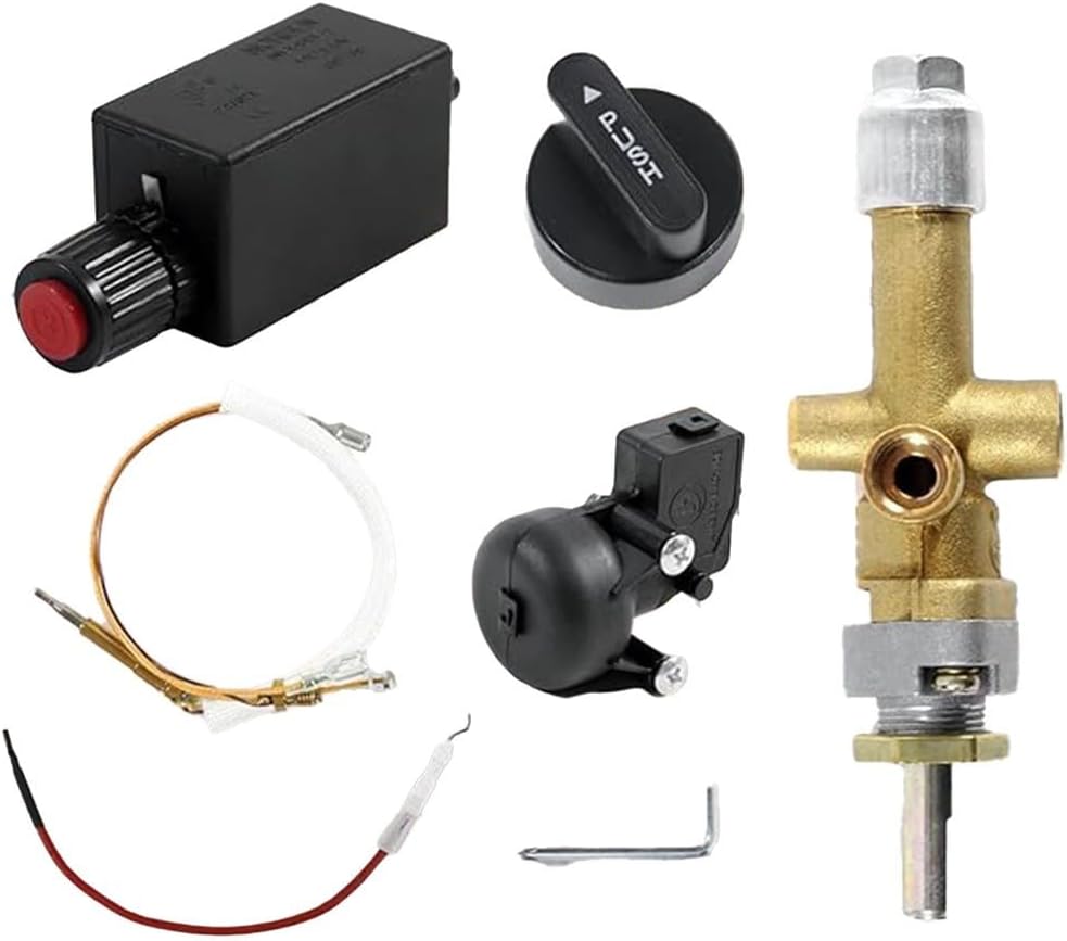 7Pcs Patio Gas Heater Replacement Parts Kit, Gas Patio Heaters Set Garden G-as Heaters Safety Kit, Control Valve With 5/8”-18UNF-3/8" Flare Inlet & Outlet, 60Cm Thermocouple With M8 Threaded Head