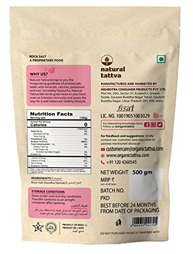 Image of Natural Tattva Himalayan Pink Salt 500g | Natural Crystal Sendha Namak for Cooking & Wellness | Unrefined & Mineral-Rich Rock Salt