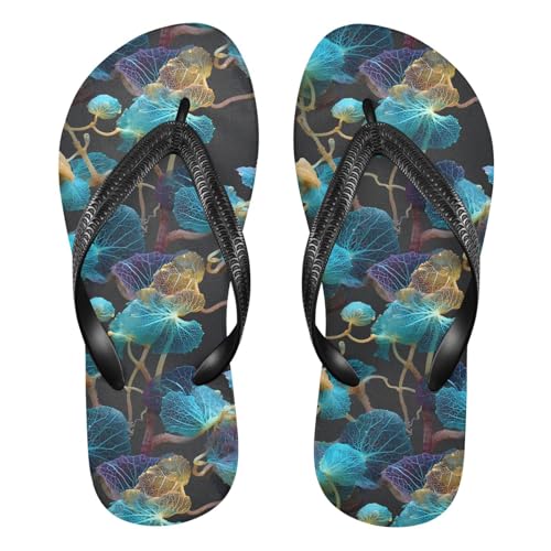 Flip Flop Sandals Art Leaves Print for Women Men Beach Outdoor XS