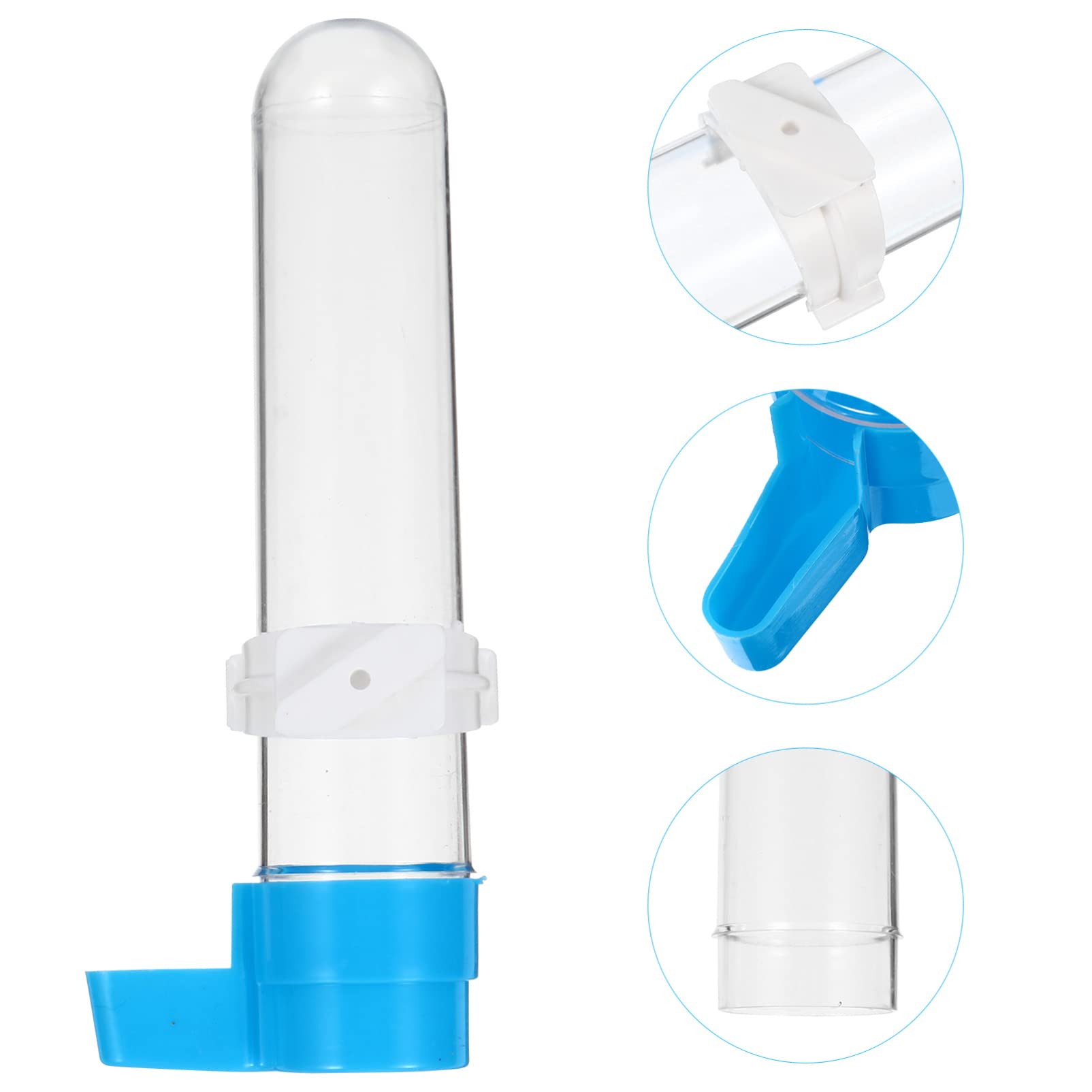 ABOOFAN 10piezas Bebedero Automático para Pájaros Botella De Agua para Diseño De Plástico Transparente y Base Azul para Jaulas De Aves