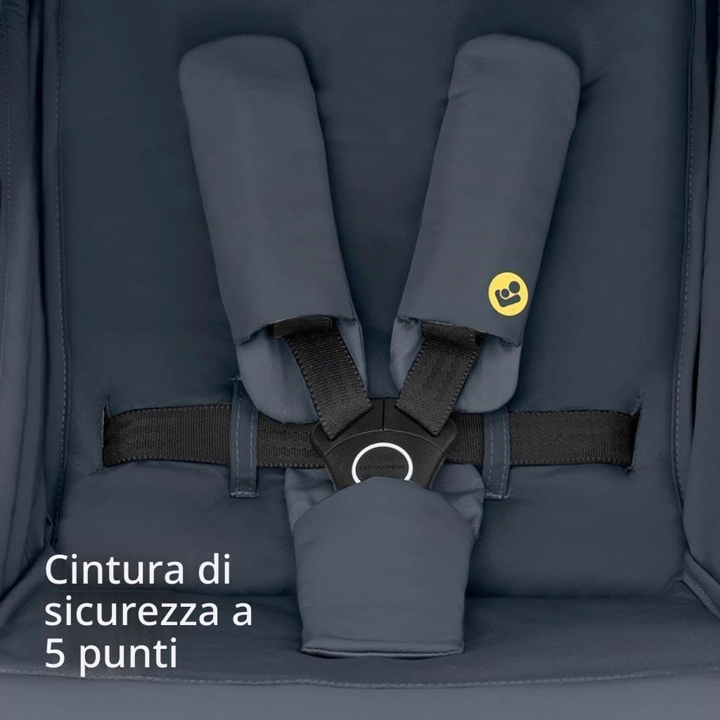 Maxi-Cosi Mara Passeggino Leggero e Compatto, Reclinabile Fino Alla Posizione Nanna, Richiudibile con Una Mano, Seduta Spaziosa e Comoda, Omologato Fino a 22 kg, Brave Graphite