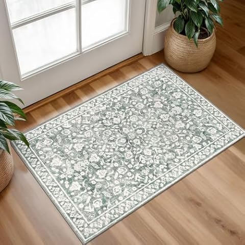 SILOLOOM Vintage Sage Green Entryway Rug Cover