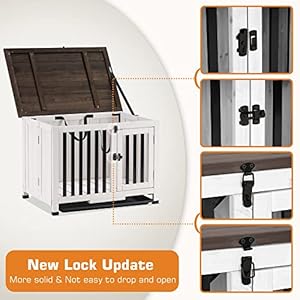   MCombo-Wooden-Dog-Crate-Furniture-Dog-Kennel-Pet-House-End-Table-Solid-Wood-Portable-Foldable-Indoor-Cage-for-Dogs-No-Assembly-Needed-Small-White-and-Brown
