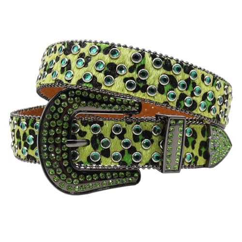 Women Belt Leopard Rhinestone Y2K Women Decoration Rhinestone Jeans Belt