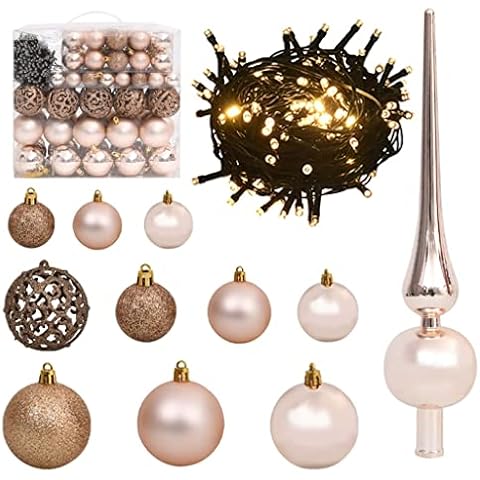 vidaXL Weihnachtskugel Set 120-tlg. mit Spitze 300 LEDs Christbaumkugel Weihnachtsbaumkugel Weihnachtskugeln Christbaumkugeln Weihnachtsbaumkugeln Rotgolden Cover