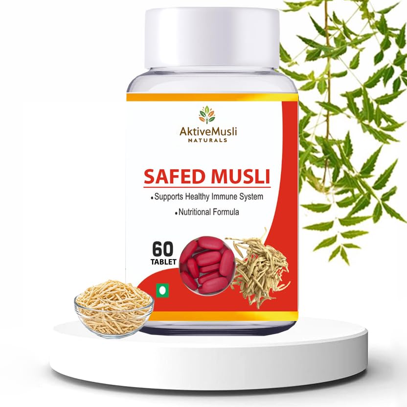 Image of Safed Musli - 60 Tablets | Ayurvedic Herbal Supplement for Muscle Strength