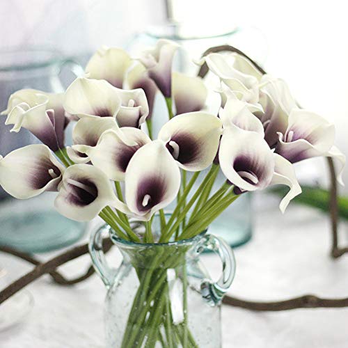 Meideli Artificial Flower,Artificial Callalily Flower Bouquet Fake Flower For Arrangement Wedding Party Home Room Table Decor Purple White #TOP2