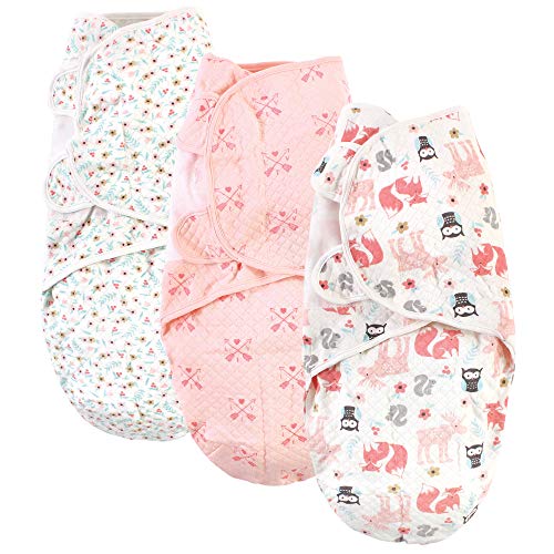 Image of Hudson Baby Unisex Baby Quilted Cotton Swaddle Wrap 3pk, Girl Forest, 0-3 Months