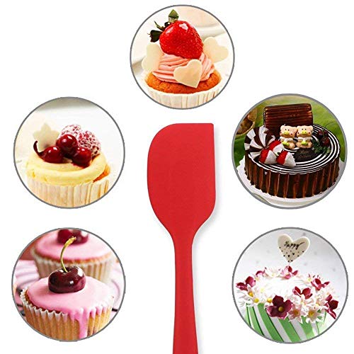 Image of Baskety Silicone Non-Stick Heat Resistant Spatula Multi Purpose Tools for Kitchen Cooking [ Set of 2 Red|Spatula Small 20.6cm+Silicone Basting Brush 21cm