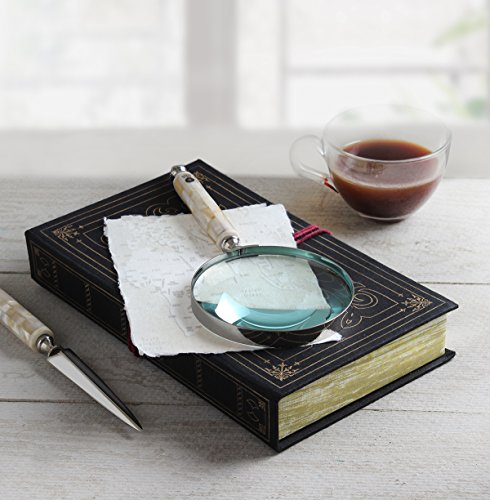 Store Indya Handheld Vintage Handcrafted With Combination Of Mango Wood Pearl Magnifier And Letter Opener Set With Book Shaped Gift Box (Mother Of Pearl Collection) - Round Handle #TOP3
