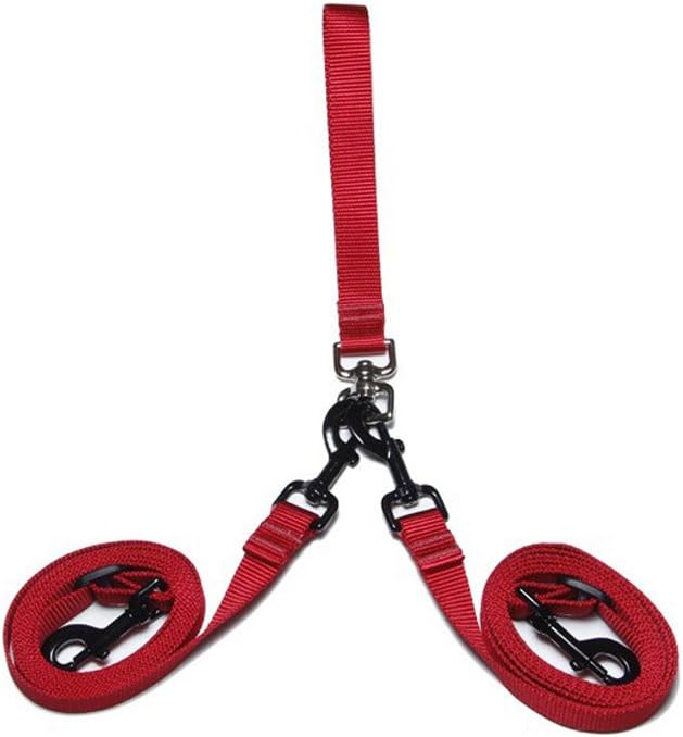 Max & Zoey 3/4Inch Wide Double Dog Leash, Red Pet