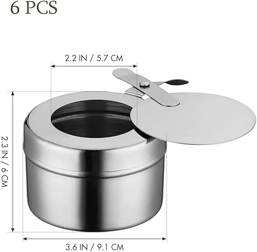 Vista 4 de Angoily 6 soportes pequeños de acero inoxidable con tapa, caja térmica para bufés, fiestas de barbacoa, 6.49 x 3.54 x 7.44 pulgadas, color plateado