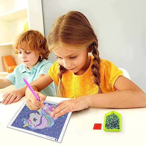 Image of PATPAT DIY 5D Diamond Painting Kit for Kids Colorful Unicorn Diamond Art Set with Frame, Resin Diamonds & Tools Creative Craft Activity, Fun Art Decoration for Children Ages 5-12