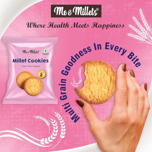Image of ME & MILLETS Combo Multimillets Savoury & Multigrain Power Cookies (75g X 2) Delicious Millets Biscuits, Rich In Fiber & Protein, Healthy Tea Snack (Jain Friendly)