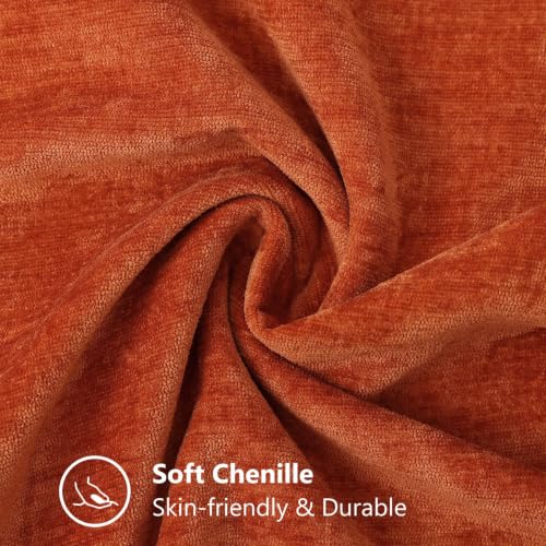 Image of decorUhome Fall Chenille Soft Cozy Throw Pillow Covers 24x24 Set of 2, Modern Farmhouse Boho Velvet Decorative Euro Sham Pillow Cases with Stitched Edge for Couch Sofa Bed Home Decor, Rust