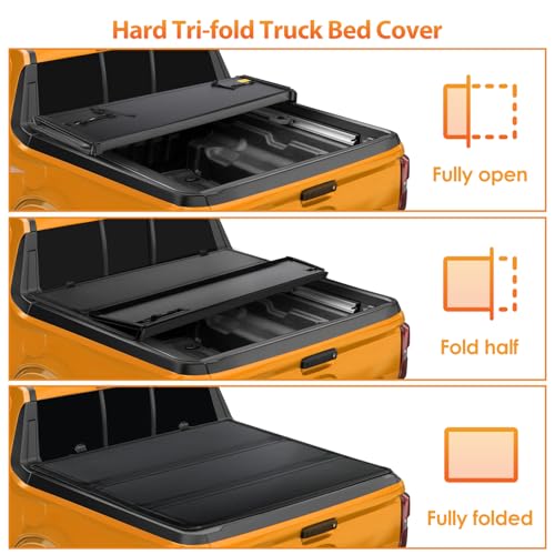 Image of Nilight Truck Bed Tonneau Cover Hard Tri-fold Compatible with Chevy Silverado 1500 /GMC Sierra 1500 2019-2026, 5.8ft Bed