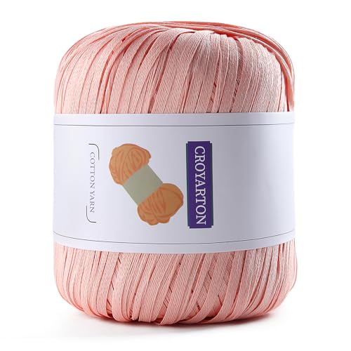 Image of Raffia Yarn for Crochet, Soft Cotton Yarn for Crocheting Summer Beach Bag /Hat, 114 Yards /1.76 Ounce Ribbon Paper Yarn for Beginners DIY Hand Knitting Handbag(Pink)