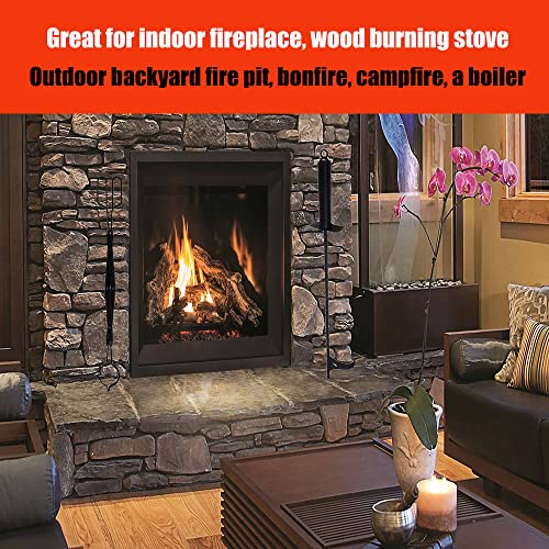 Donsiqizz 32" Firewood Fire Pit Poker And 25" Fireplace Tongs Log Grabber, Fire Pit Tools Kits Fit For Camping Campfire Wood Stove Fireplace Firepit Indoor And Outdoor Use #TOP6
