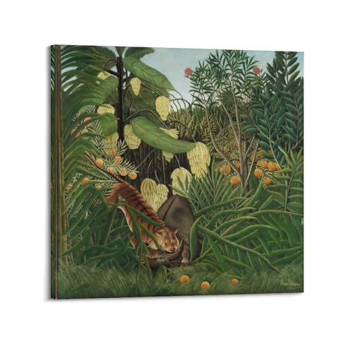 Fight Between A Tiger And Buffalo Rousseau déco murale salon moderne jungle exotique