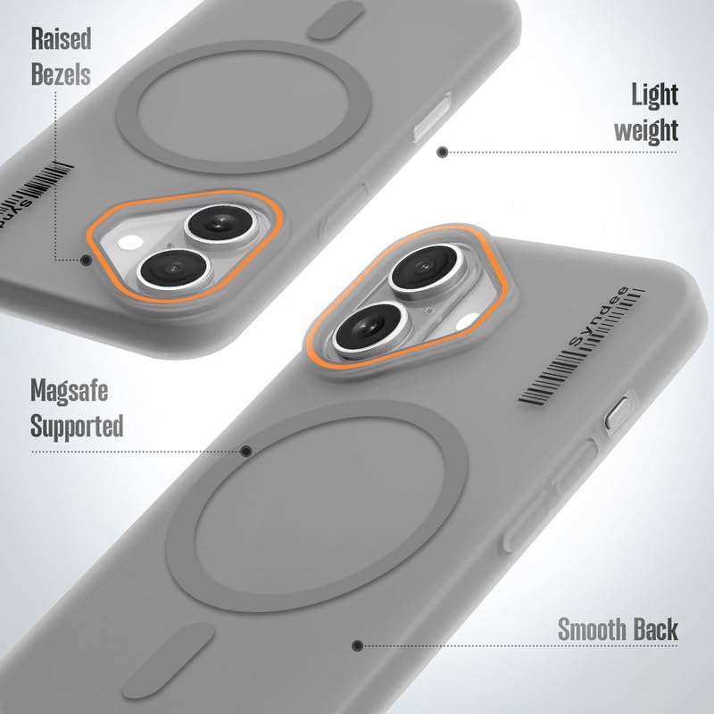 Image of Mr. Case Back Cover for iPhone 16 Sleek Frosted Translucent Back with Wireless Charging Support | Anti-Scratch Shockproof Phone Case - Grey