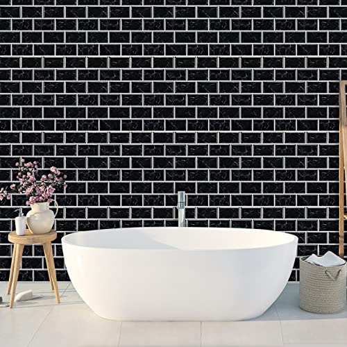 Morcart 10-Sheet Upgrade, Peel And Stick Backsplash, 12"X12" Premium Thicker Design Peel And Stick Tile For Kitchen Backsplash (Black) #TOP5