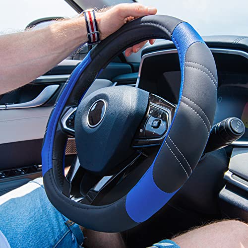 Car Pass ZT-0067-2 Line Rider Microfiber Leather Sporty Steering Wheel Cover Universal Fits thumb #5