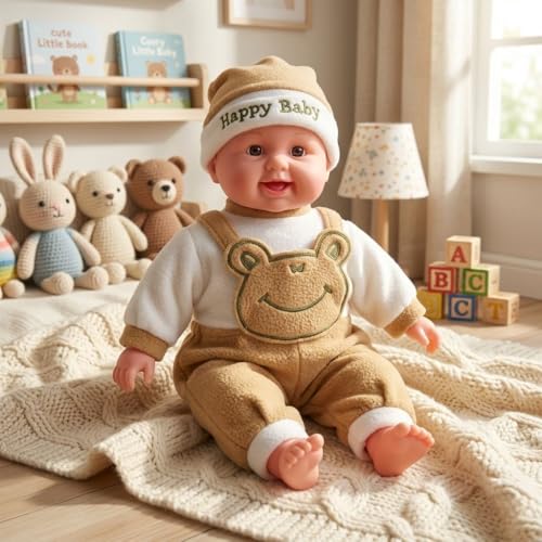 Image of Cute Baby Boy Musical Talking Doll 46 cm | Soft Plush Toy with Touch Sensor | Singing Interactive Baby Doll for Kids | Gift for Boys & Girls (Color & Dress May Vary)