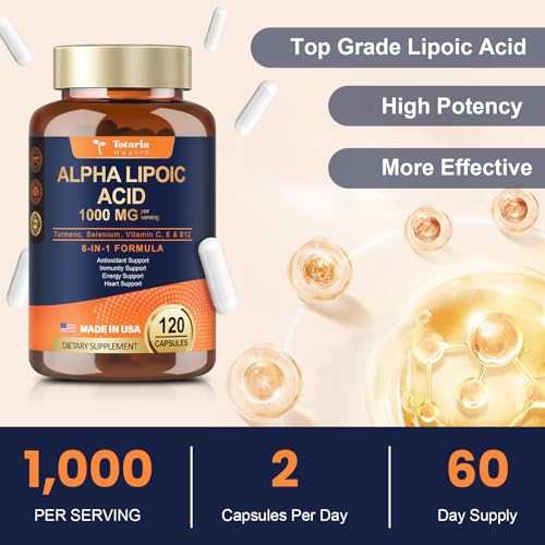 Totaria Alpha Lipoic Acid - 1000Mg Ala Supplement Capsules For Neuropathy Support Supplement Nerve Health, Liver Detox, Antioxidant, Metabolism And Cell Energy thumb #6