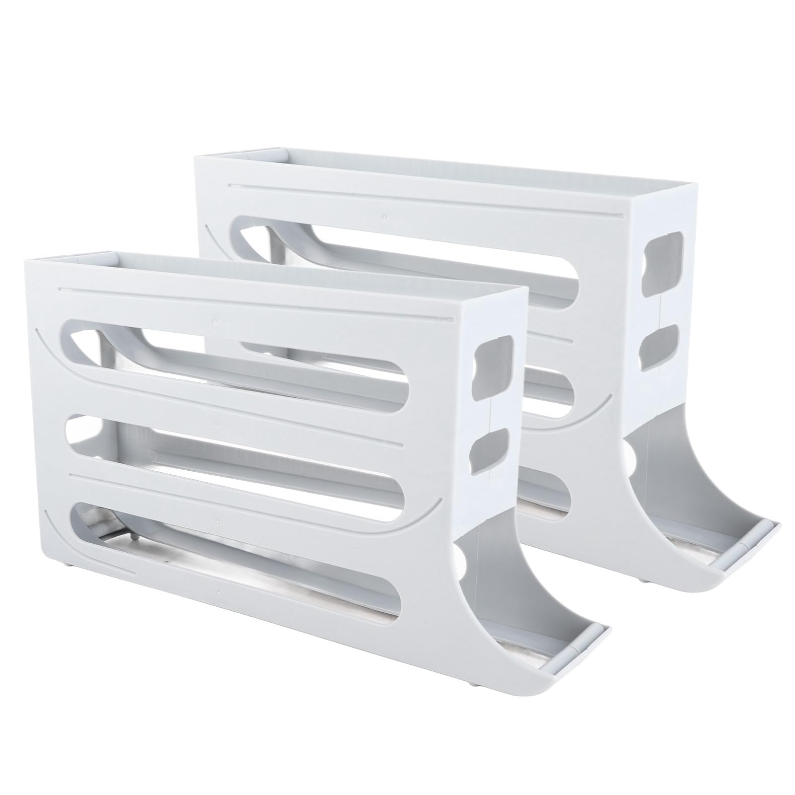 Jelquix Gray Auto Rolling Egg Dispenser 4 Tier Organizer For Refrigerator 2Pcs, Premium Egg Storage Tray With Gravity Design, Space Saving Solution (Gray)