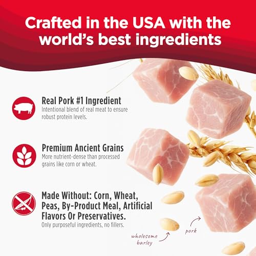Image of Nulo Frontrunner Dry Dog Food - Adult High-Protein Pork, Barley & Beef Recipe, Natural Kibble with Ancient Grains, Probiotics, Taurine, Omega 3 for Small, Medium and Large Breeds, 25lb Bag
