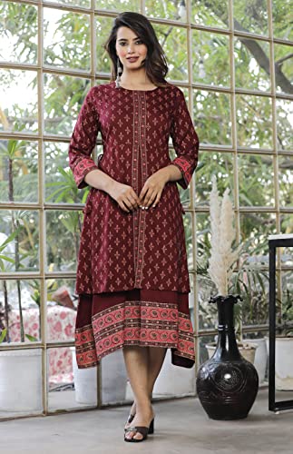 Image of Women Rayon Gold Printed Long Gown Kurta