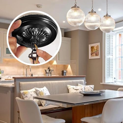 Image of ECUDIS Light Fixture Cross Bar Kit, 1 /4 IP Center Lamp Screw Collar Canopy Hardware Set (Black, Pack of 1)