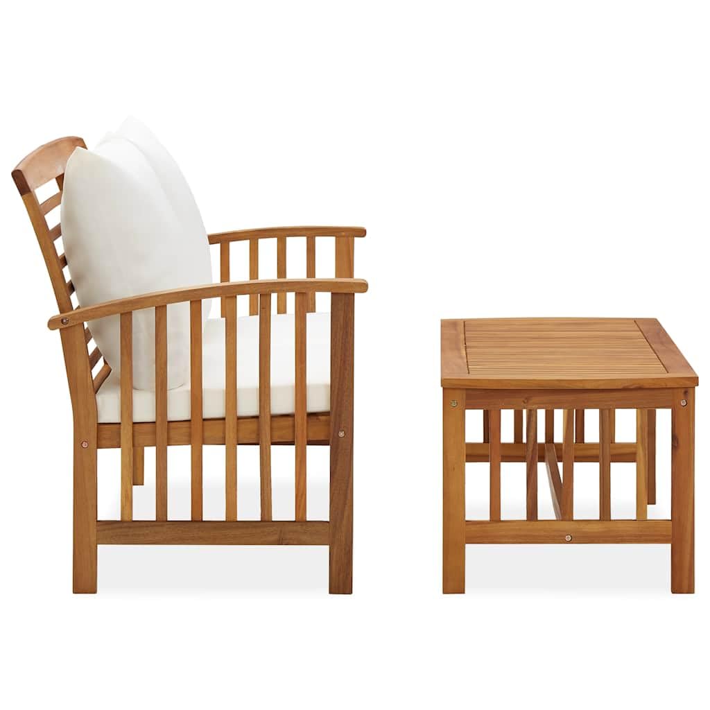 Salon de jardin en bois d'acacia avec coussins confortables et table basse