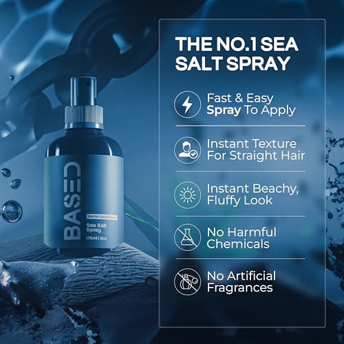 BASED BODYWORKS Sea Salt Spray, Natural Finish Sea Salt Spray for Hair, Volumizes & Texturizes, Infused with Kelp & Vitamin B5, Light & Non-Greasy, Paraben, Sulfate, Phthalate Free, 6 oz (Pack of 1)