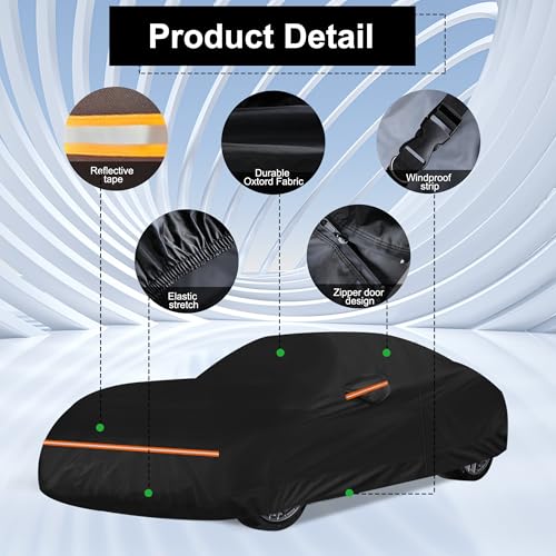Image of Amooca Heavy-Duty Car Covers Custom Fit for Porsche 911 (1998-2025) Waterproof Sun-Proof All Weather for Automobiles Snow Cover 420D with Door Zipper Cotton Lining