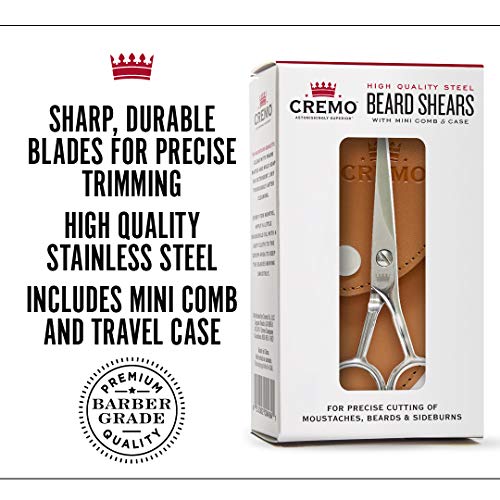 Cremo Beard Accessories, Beard And Mustache Stainless Steel Beard Shears With Synthetic Leather Carrying Case And Comb - Shape, Style And Groom Any Length Facial Hair #TOP2