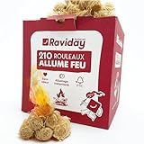RAVIDAY Allume Feu Laine de Bois | 210 pièces - 2.5 kg | Allume Feu Cheminée | Certifié...