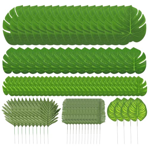 Cabilock 90 Piezas Hoja De Monstera Olivo Artificial Planta Colgante Falsa Exterior Tropicales Artificiales Grandes Plantas Al Aire Libre Árboles Falsos Palmera Macramé Tela De Seda Green