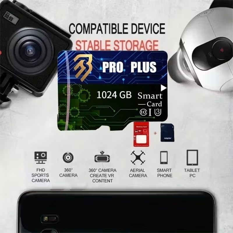 1TBTF Card,UHS-I C10 A1 Memory TF SD Card High Speed Memory Card,for Tablet/Mobile Phone/Camera/Car Audio/Game Console