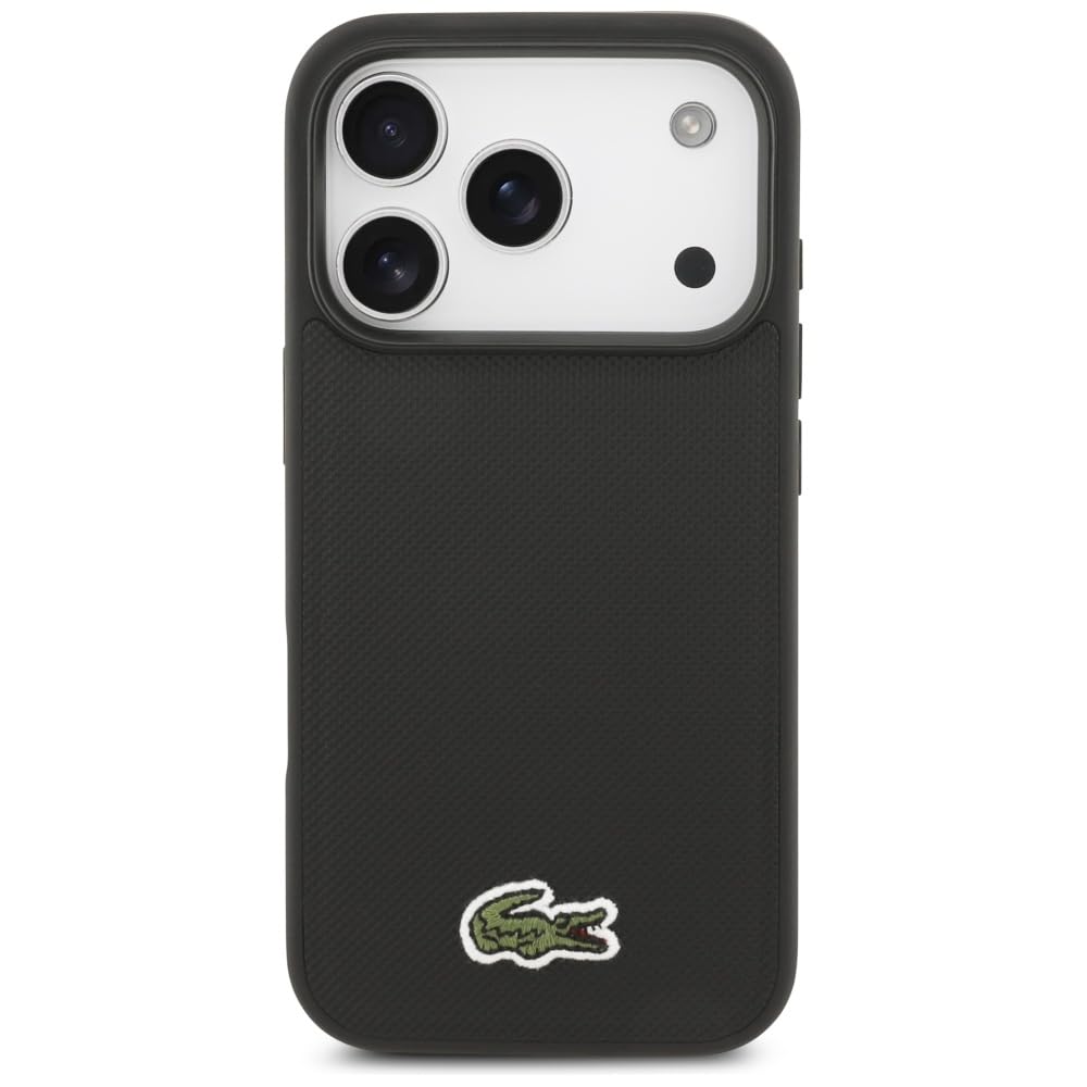 CG MOBILE Lacoste Iconic Petit Pique Woven logo kompatybilne z MagSafe etui do iPhone 17 Pro (czarne)