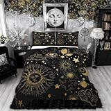 Erosebridal Star Moon Bedding Set Twin Size, Starry Sky Series Comforter Set Kids Child, Cosmic Planets Sun Face Pattern Duvet Insert Boys Girls, Hippie Quilted Duvet, Soft Living Bedroom Decor