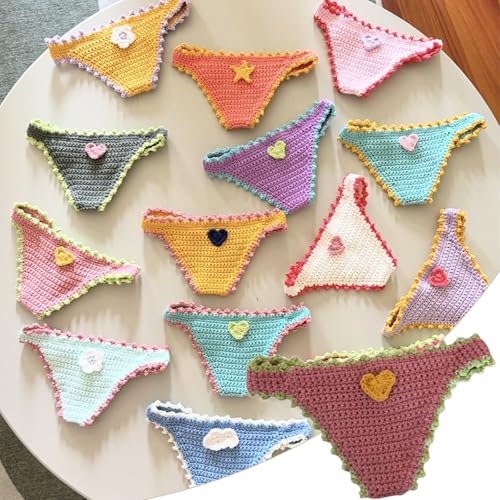 Handmade Crochet Bikini Bookmark - 100% Hand-Knitted, Funny Yarn Underwear Book Marks for Women & Men, Unique Hand Knitted String Bikini Page Separator, for Book Lovers & Reading Enthusiasts (04)