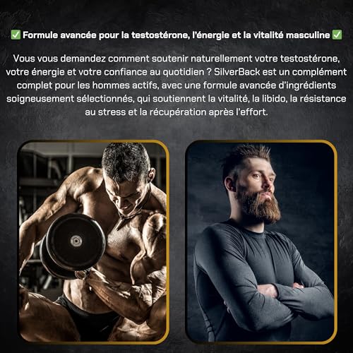 Booster Testostérone Pour Hommes | Vigueur, Énergie, Puissance, Force, Endurance, | Complexe Avec Acide D-Aspartique DAA Fenugrec Maca Tribulus Ashwagandha | SilverBack ManLife 120 Capsules Végétal – Image 5