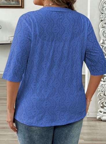 Image of Eytino Plus Size Cardigan for Women Half Sleeve Knitted Jacquard Summer Kimono Cover up Tops(1X-5X)
